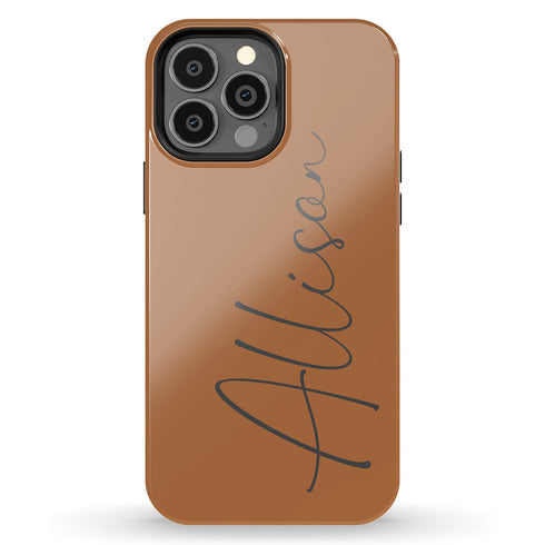 Custom Signature Name Earth Tones iPhone Case - Dark
